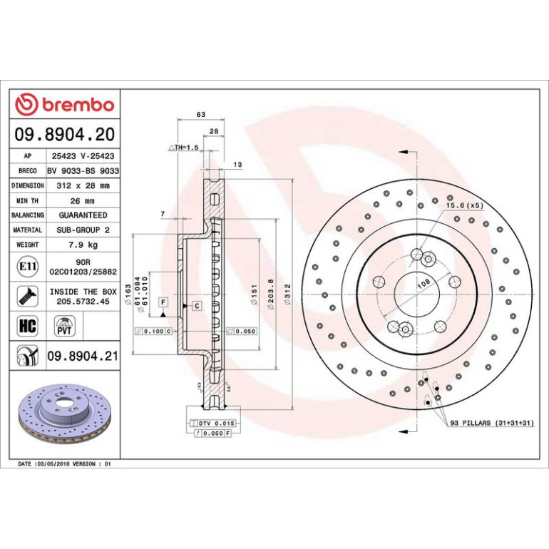 72 481 066 Bremsscheibe VA 09.8904.21