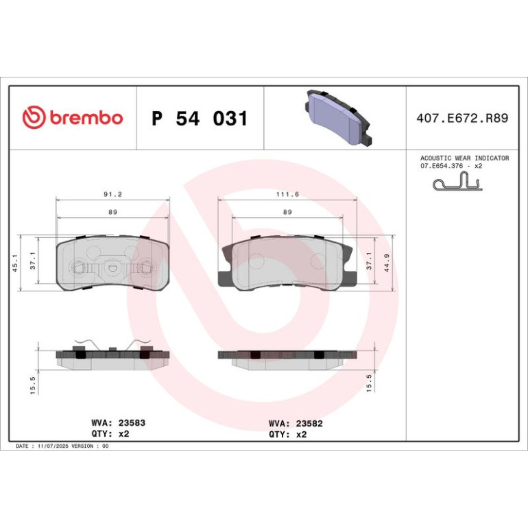 BREMBO Bremsklötze HA P 54 031 BREMBO Bremsklötze HA P 54 031