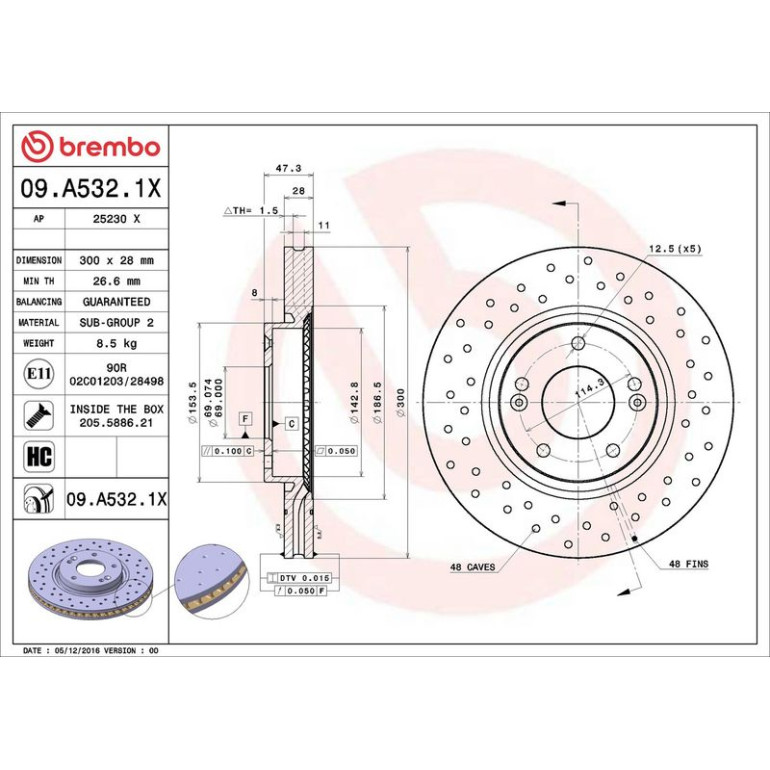 Bremsscheibe VA Xtra 09.A532.1X