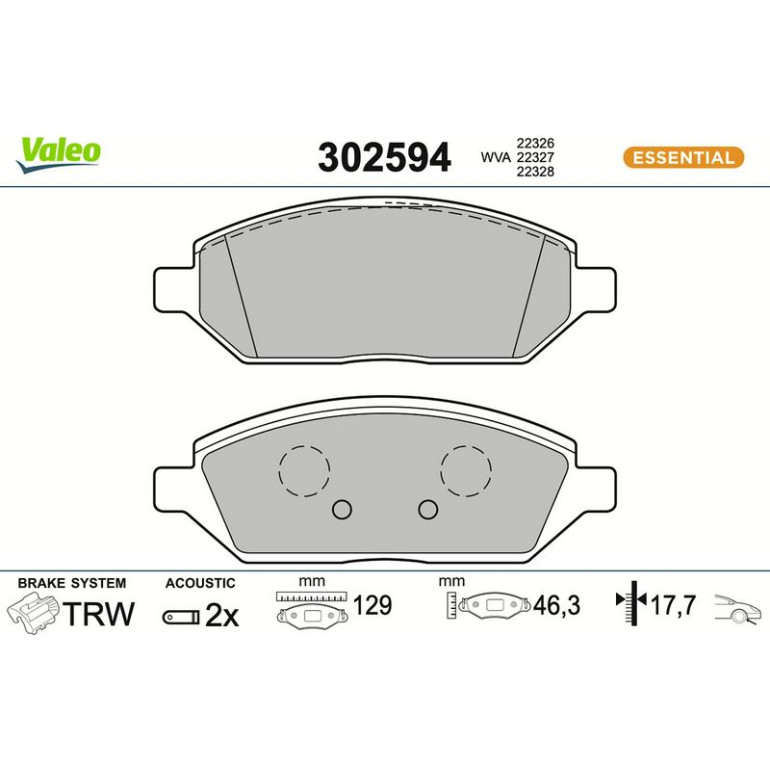 VALEO Bremsbeläge 302594
