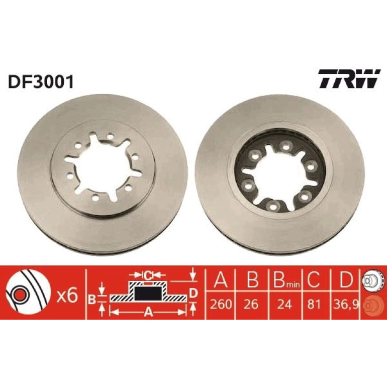 Bremsscheibe Nissan P. Navara/Pick Up/Urvan 2.0-3.0 89 DF3001