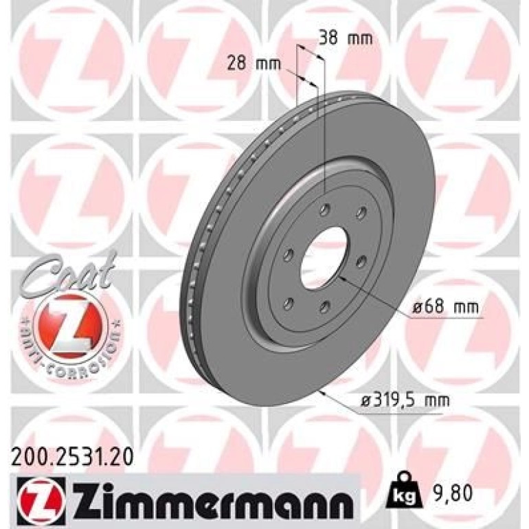 ZIMMERMANN Bremsscheibe 200.2531.20 ZIMMERMANN Bremsscheibe 200.2531.20
