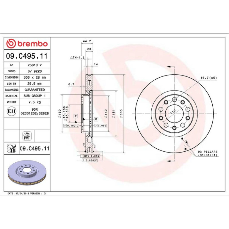 41 481 039 Bremsscheibe VA 09.C495.11 41 481 039 Bremsscheibe VA 09.C495.11