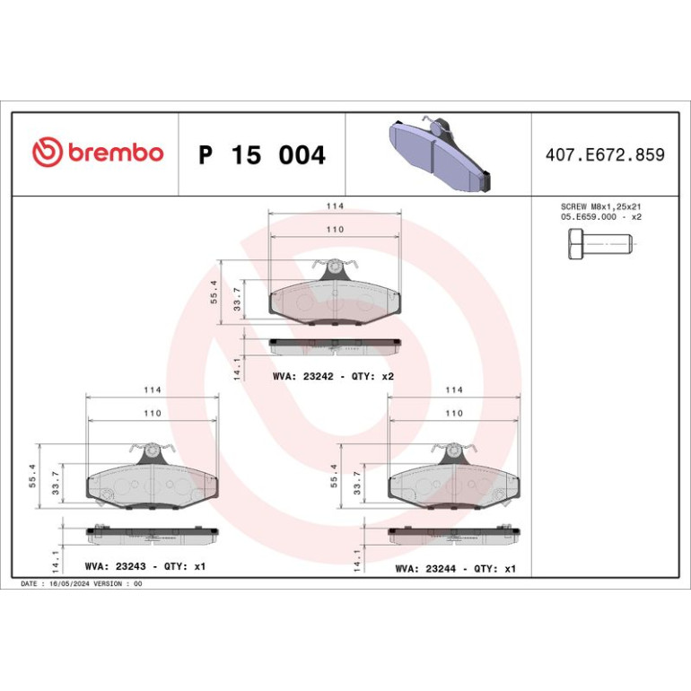 BREMBO Bremsklötze HA P 15 004 BREMBO Bremsklötze HA P 15 004