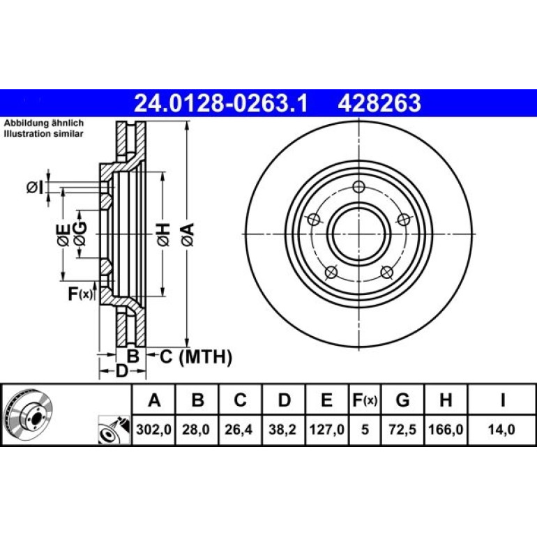 Bremsscheibe Fiat P. Freemont 2.0 Jtd/2.4-3.6 11 24.0128-0263.1 Bremsscheibe Fiat P. Freemont 2.0 Jtd/2.4-3.6 11 24.0128-0263.1