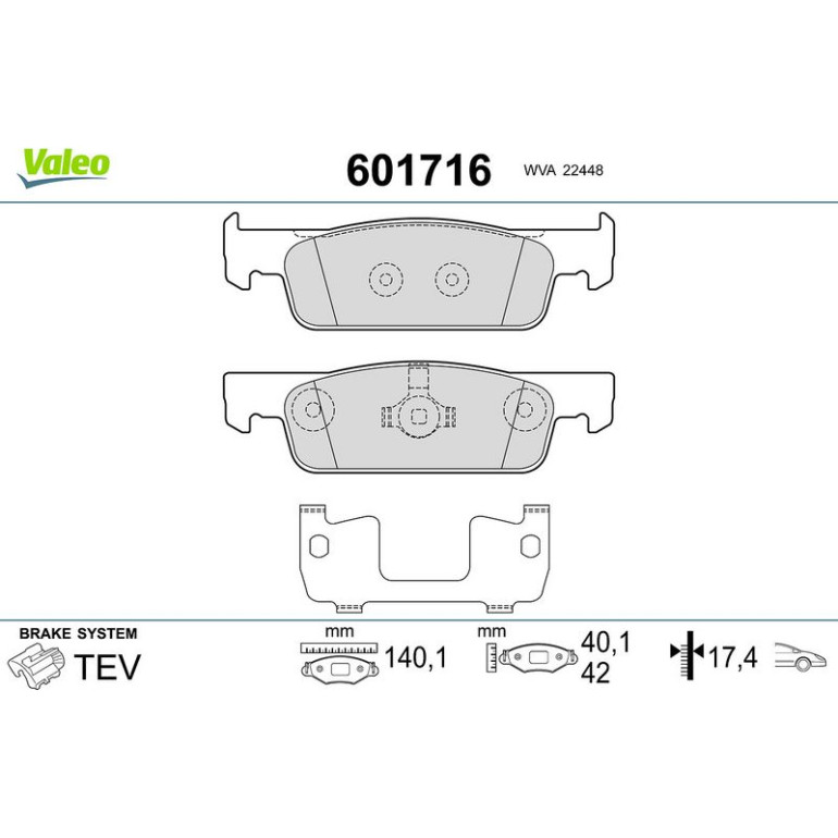 VALEO Bremsbeläge 601716 VALEO Bremsbeläge 601716