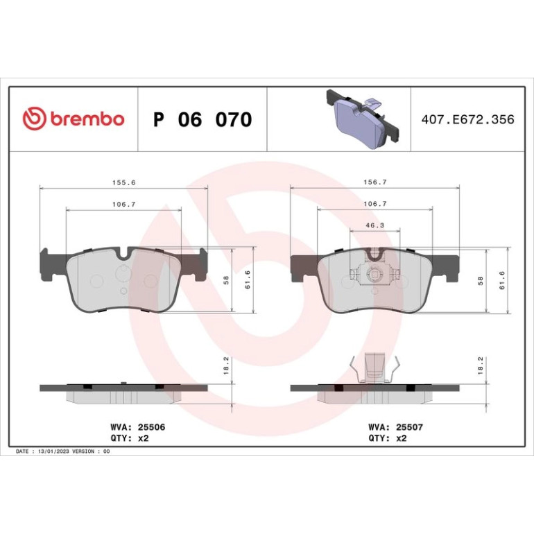 BREMBO Bremsklötze VA P 06 070 BREMBO Bremsklötze VA P 06 070