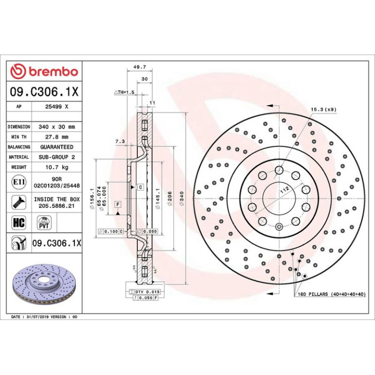 Bremsscheibe VA Xtra 09.C306.1X Bremsscheibe VA Xtra 09.C306.1X