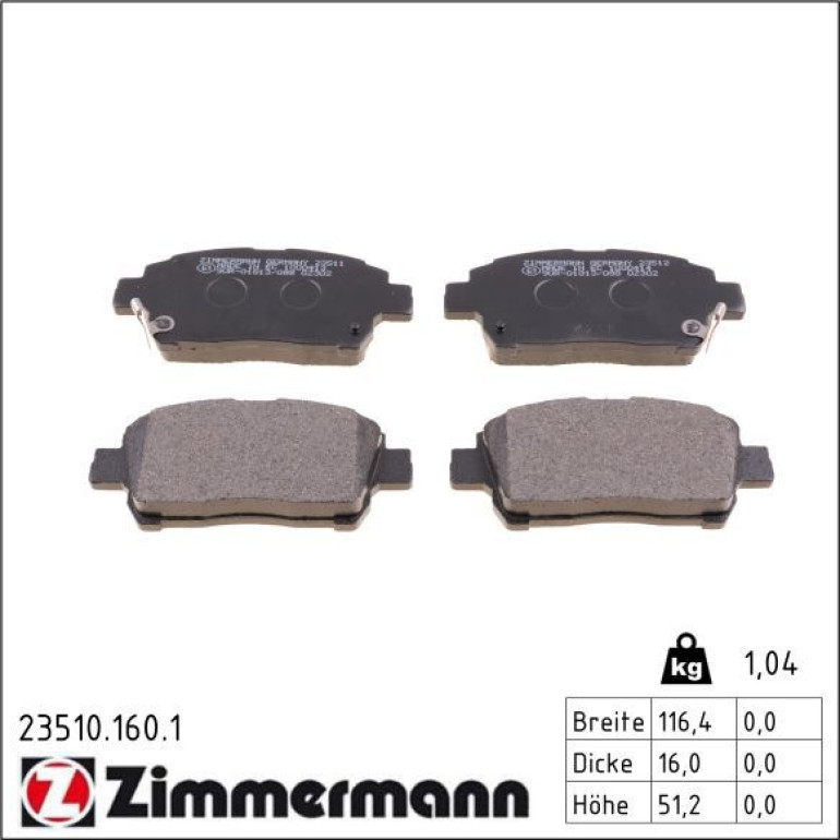 ZIMMERMANN Bremsbeläge 23510.160.1