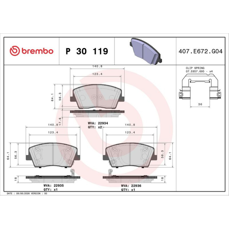 BREMBO Bremsklötze VA P 30 119 BREMBO Bremsklötze VA P 30 119