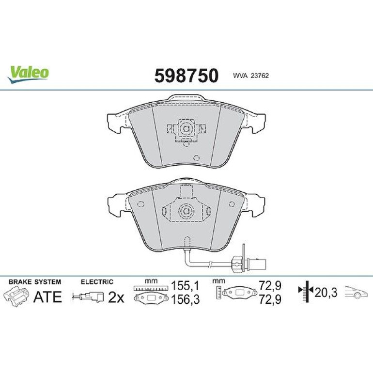VALEO Bremsbeläge 598750 VALEO Bremsbeläge 598750