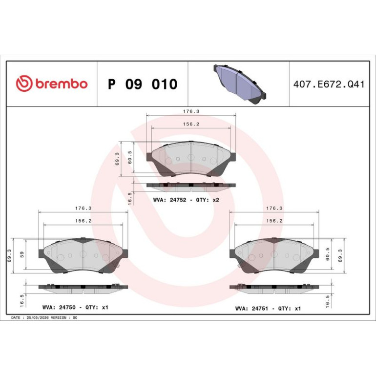 BREMBO Bremsklötze VA P 09 010 BREMBO Bremsklötze VA P 09 010