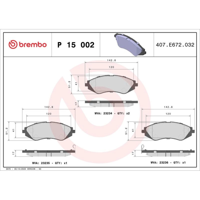 BREMBO Bremsklötze VA P 15 002 BREMBO Bremsklötze VA P 15 002