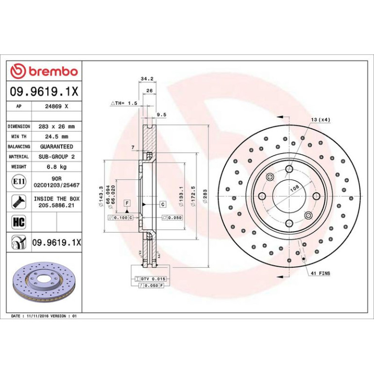Bremsscheibe VA Xtra 09.9619.1X