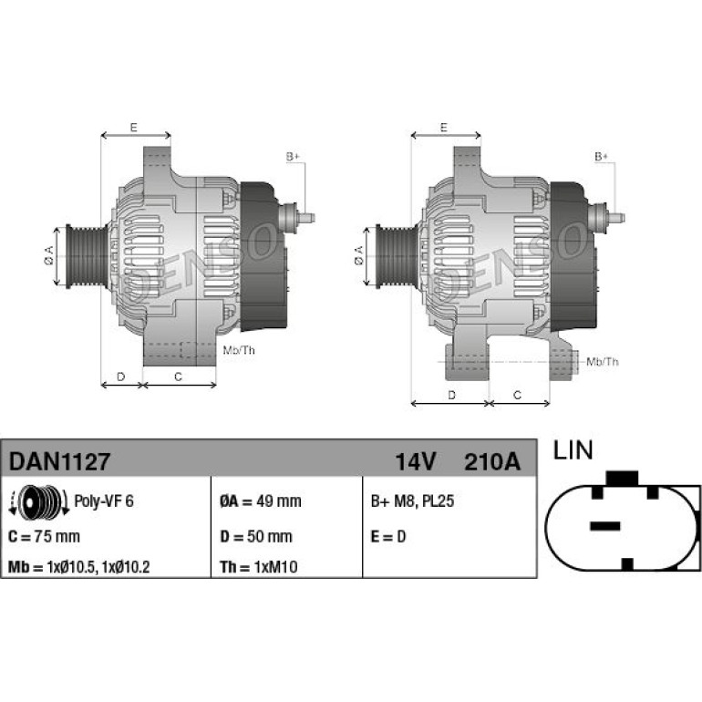 DENSO Generator DAN1127 DENSO Generator DAN1127