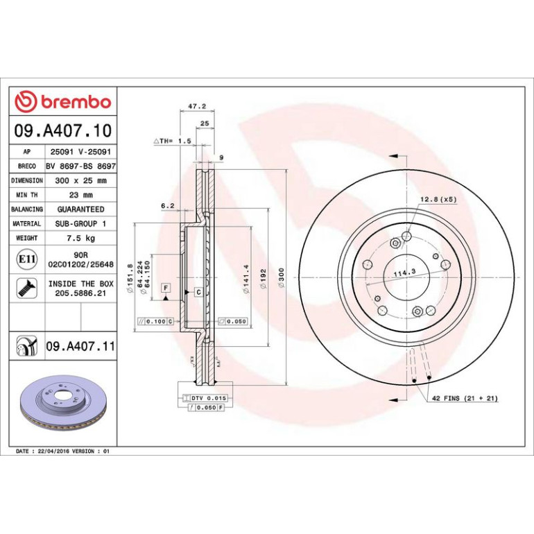 86 481 037 Bremsscheibe VA 09.A407.11 86 481 037 Bremsscheibe VA 09.A407.11