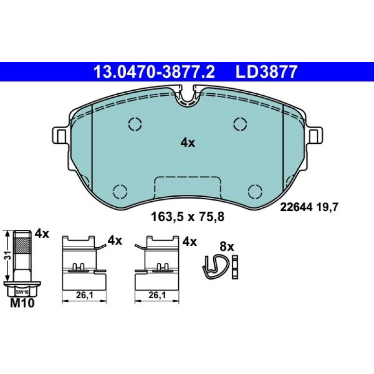 Bremsbelagsatz, Scheibenbremse 13.0470-3877.2 Bremsbelagsatz, Scheibenbremse 13.0470-3877.2
