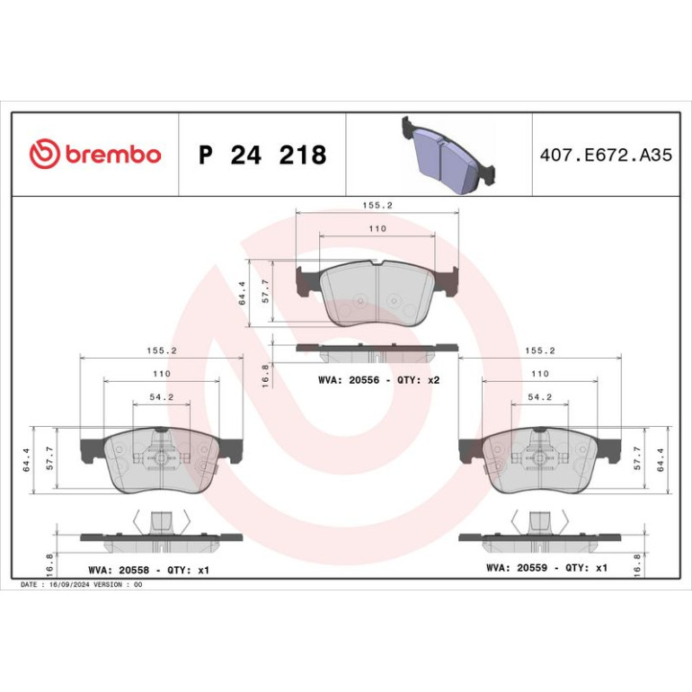 BREMBO Bremsklötze VA P 24 218 BREMBO Bremsklötze VA P 24 218