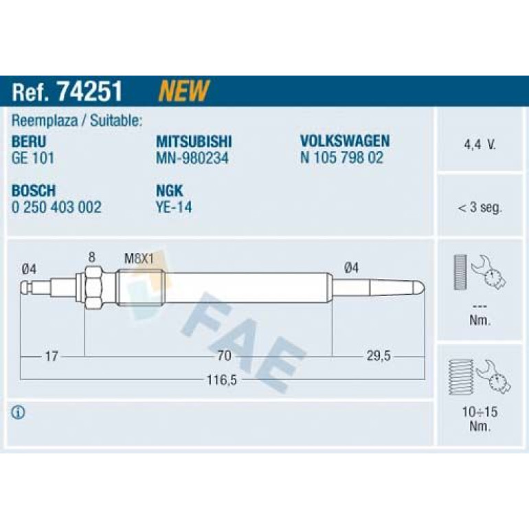 FAE Glühkerze 74251 FAE Glühkerze 74251