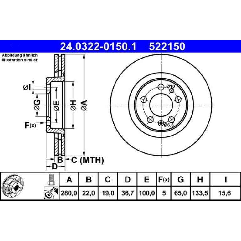 Bremsscheibe Vw P. Bora/Golf/New Beetle 97-10 Power Disc 24.0322-0150.1 Bremsscheibe Vw P. Bora/Golf/New Beetle 97-10 Power Disc 24.0322-0150.1