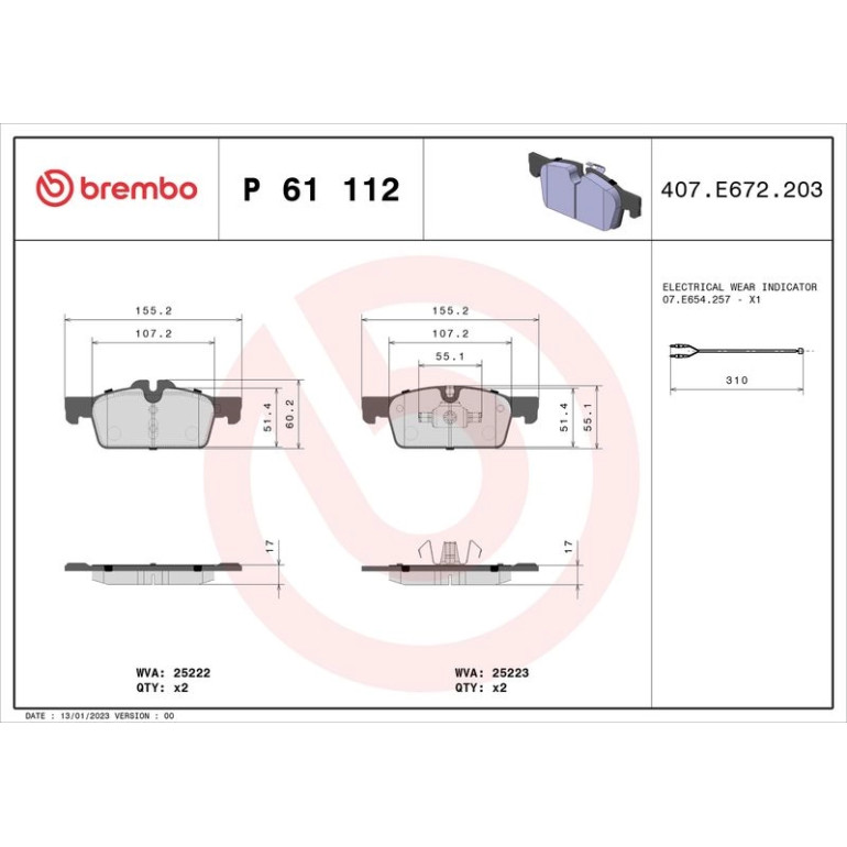 BREMBO Bremsklötze VA P 61 112 BREMBO Bremsklötze VA P 61 112