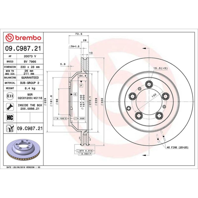 Bremsscheibe HA 09.C987.21
