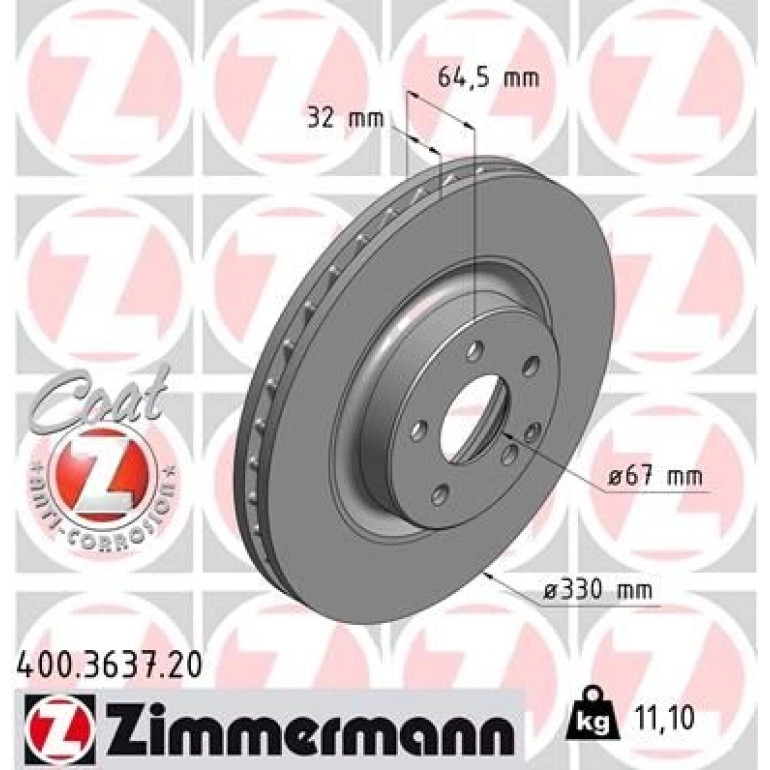 ZIMMERMANN Bremsscheibe 400.3637.20 ZIMMERMANN Bremsscheibe 400.3637.20