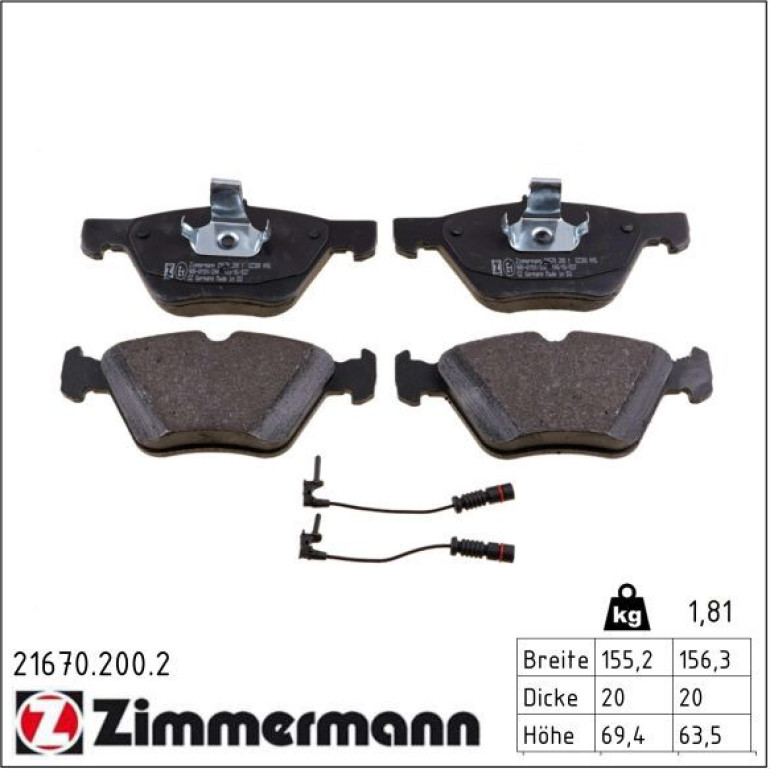 ZIMMERMANN Bremsbeläge 21670.200.2 ZIMMERMANN Bremsbeläge 21670.200.2
