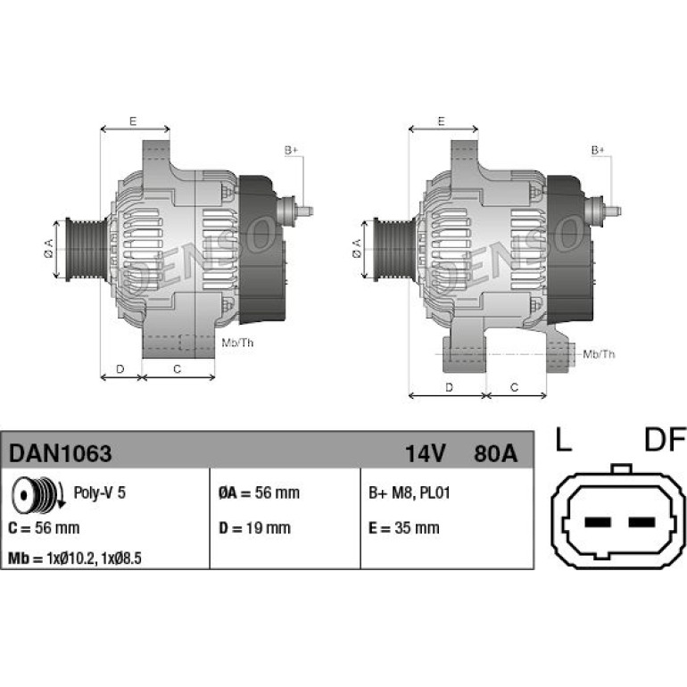 DENSO Generator DAN1063 DENSO Generator DAN1063