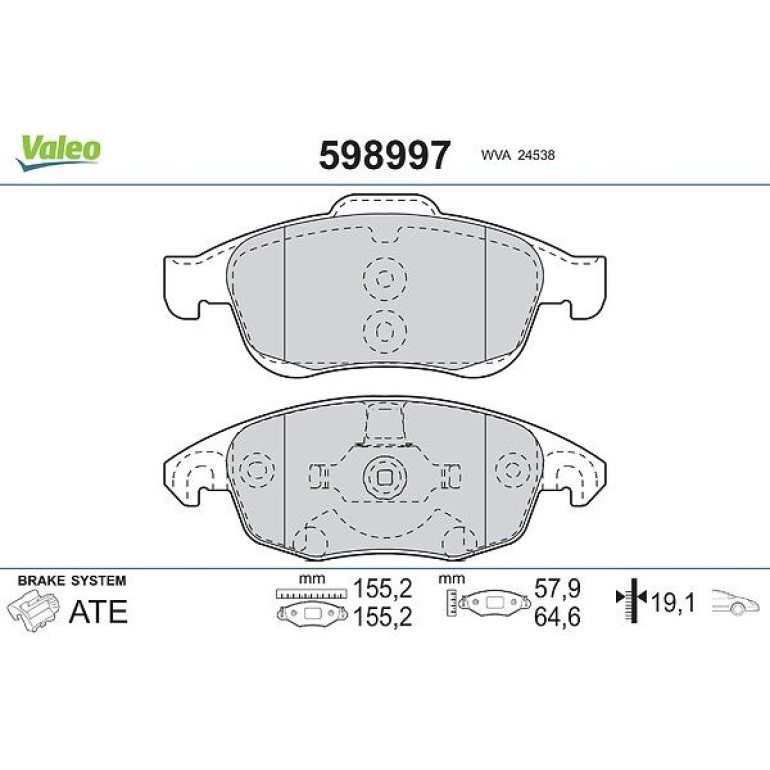 VALEO Bremsbeläge 598997 VALEO Bremsbeläge 598997