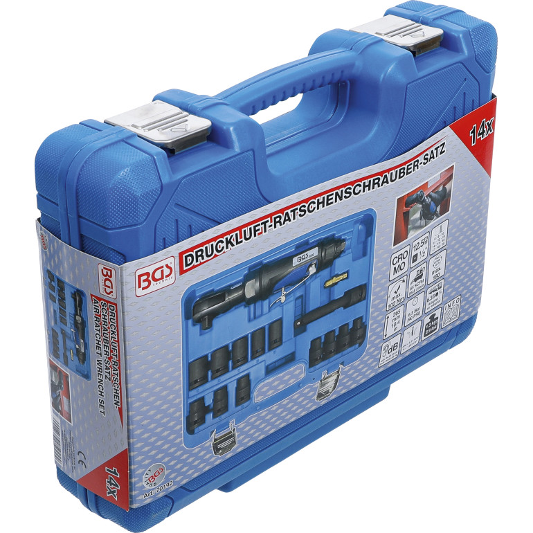 BGS Druckluft-Ratschenschrauber-Satz 12,5 mm (1/2 ) 102 Nm 14-tlg 70192