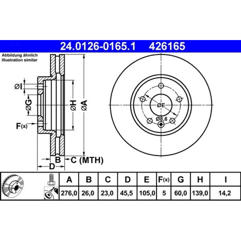 Bremsscheibe Opel P. Astra 1.3-2.0 Cdti 09 24.0126-0165.1 Bremsscheibe Opel P. Astra 1.3-2.0 Cdti 09 24.0126-0165.1