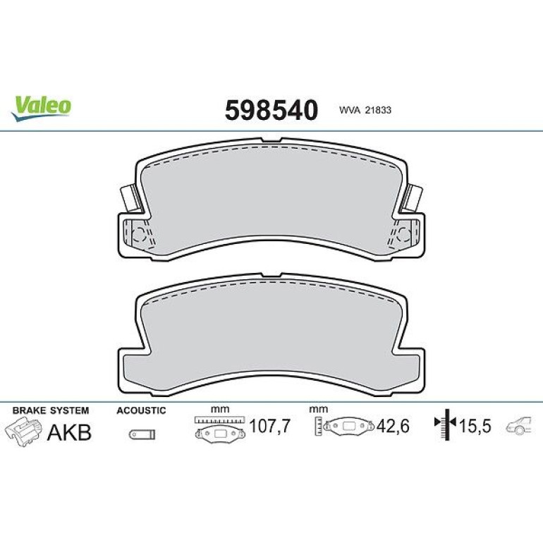 VALEO Bremsbeläge 598540 VALEO Bremsbeläge 598540