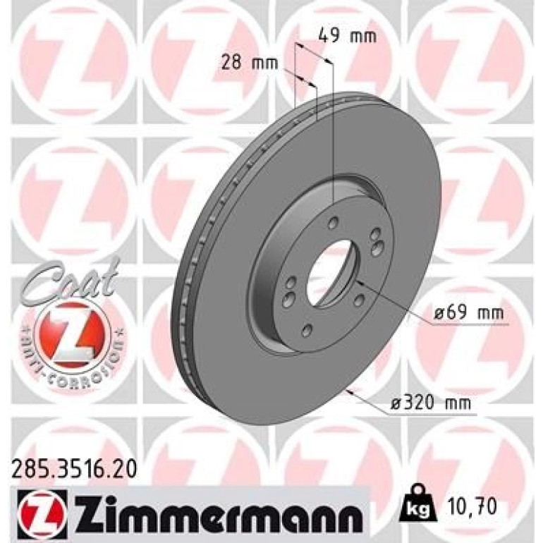 ZIMMERMANN Bremsscheibe 285.3516.20 ZIMMERMANN Bremsscheibe 285.3516.20