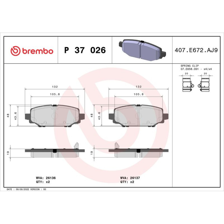 BREMBO Bremsklötze HA P 37 026 BREMBO Bremsklötze HA P 37 026