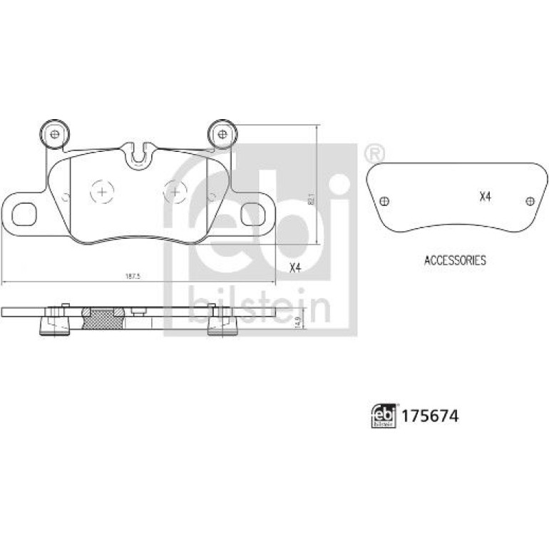 FEBI BILSTEIN Bremsbelagsatz, Scheibenbremse 175674 FEBI BILSTEIN Bremsbelagsatz, Scheibenbremse 175674