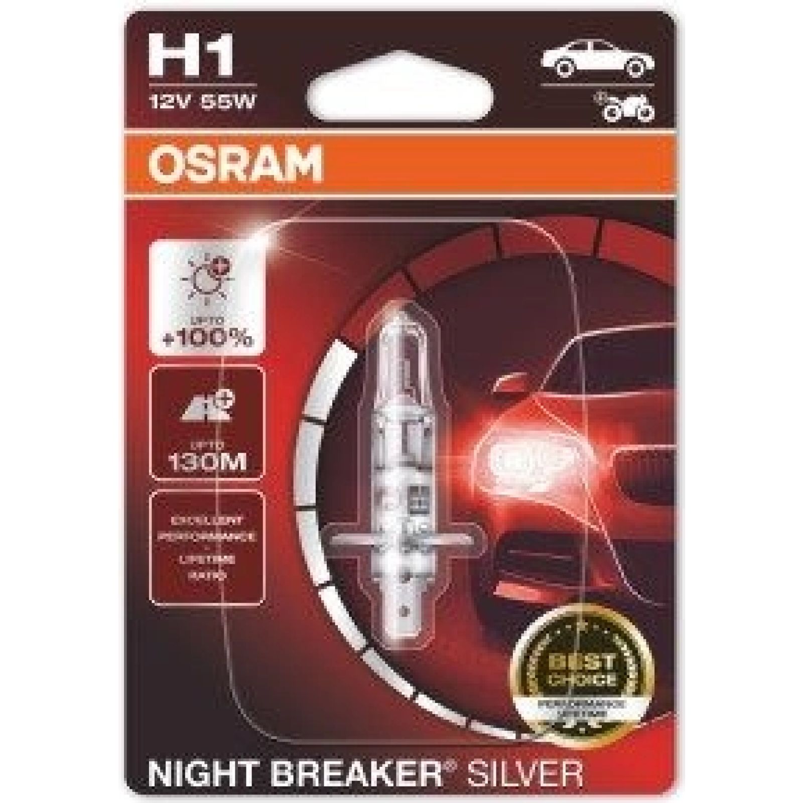 H1 Osram, 12V 55W P14.5S NBS, Night Breaker Silver