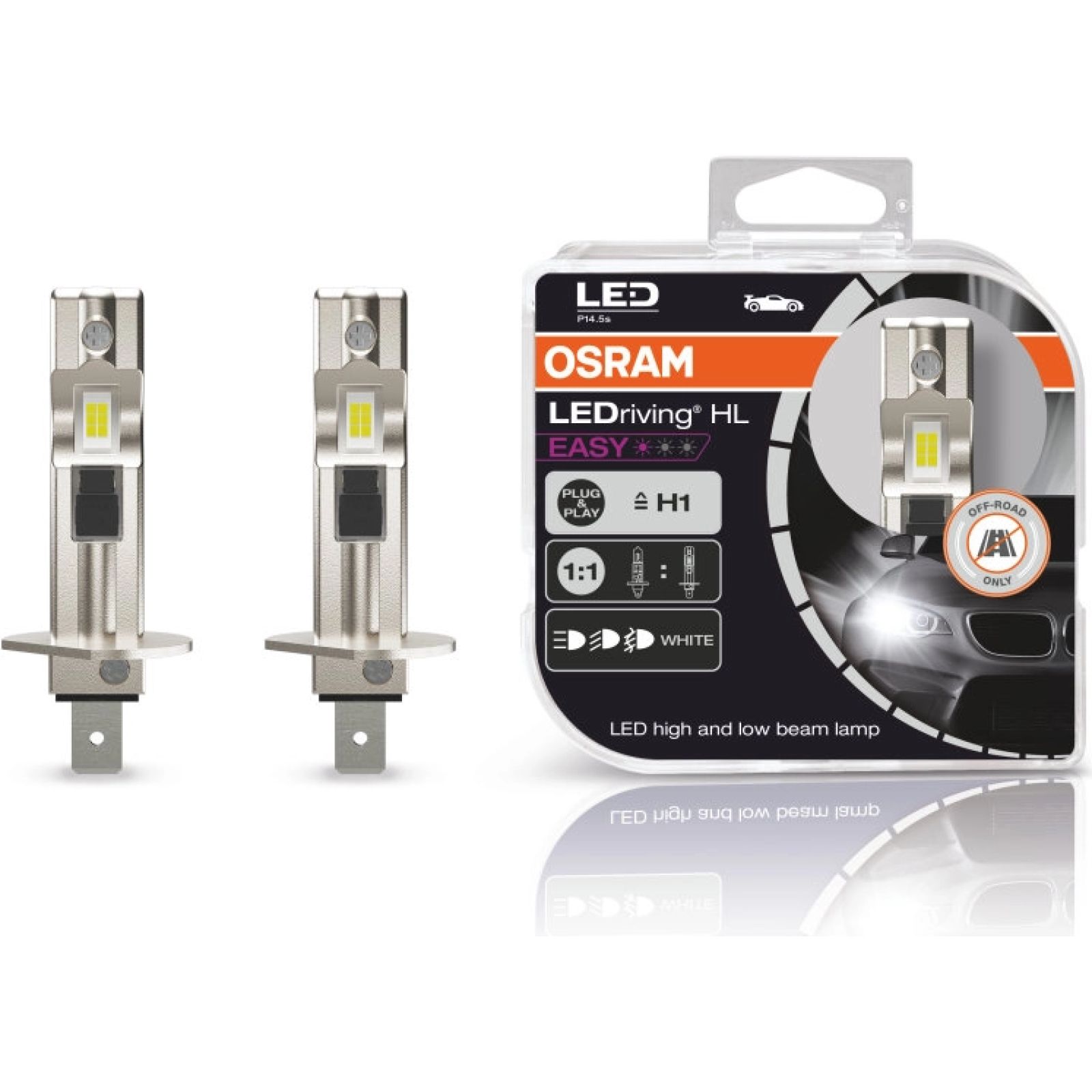 Osram, LEDriving® HL EASY H1 12V 9W P14,5s 6500K White 2St