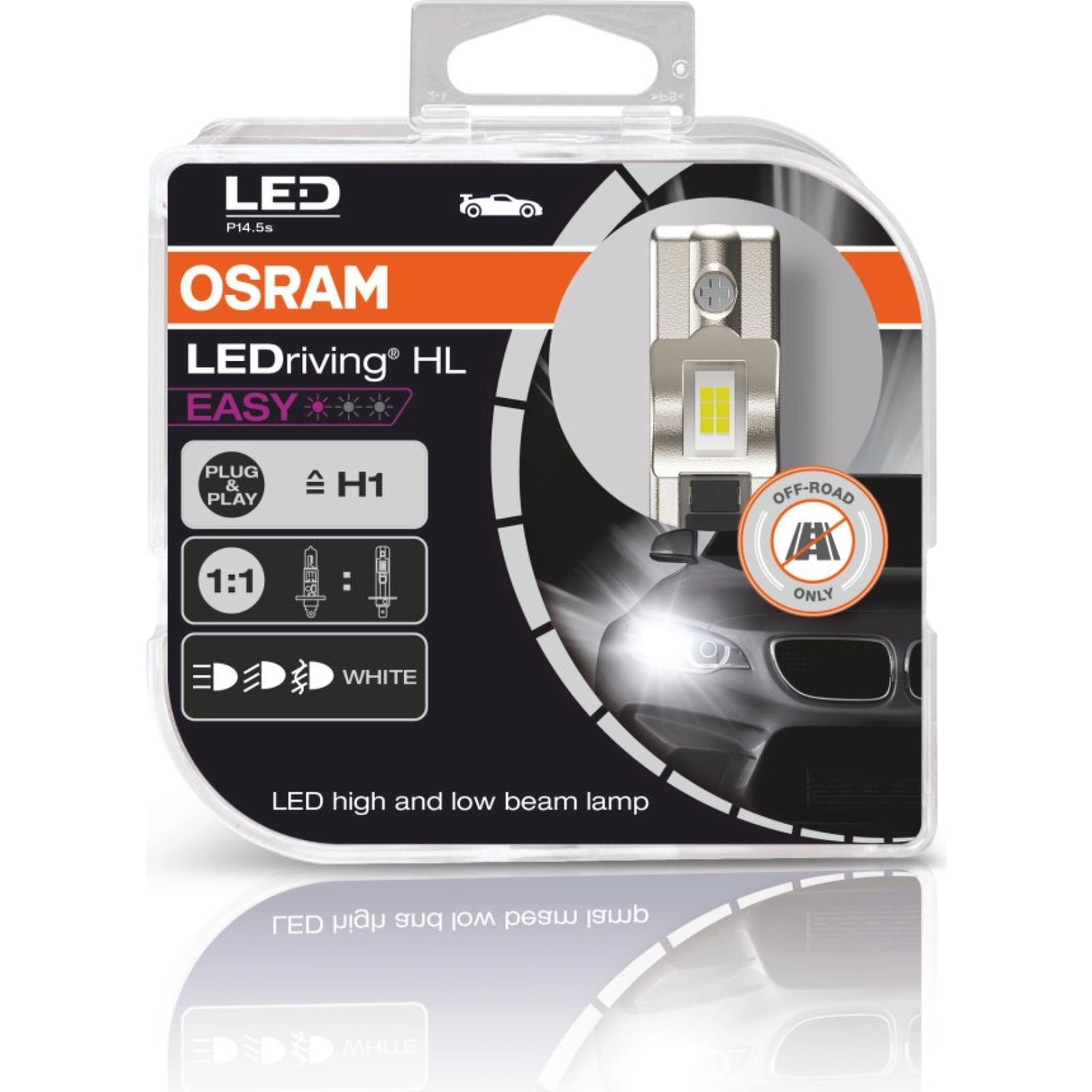 Osram, LEDriving® HL EASY H1 12V 9W P14,5s 6500K White 2St