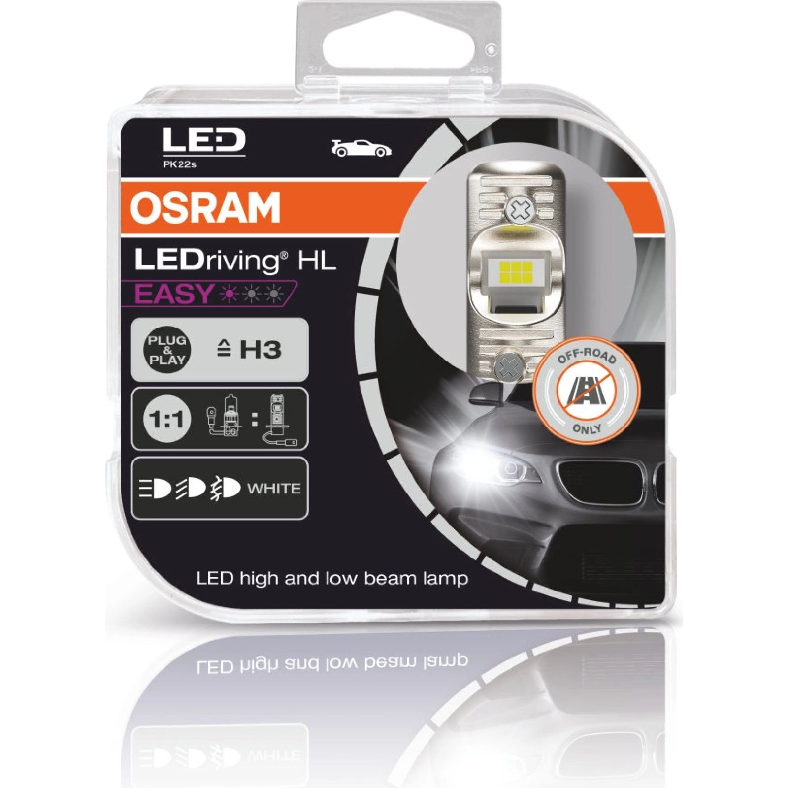 Osram, LEDriving® HL EASY H3 12V 8W PK22s 6500K White 2St